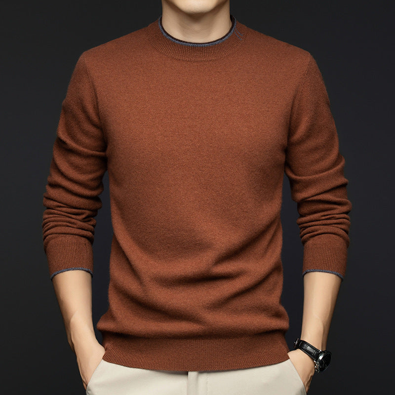 Herren klassischer Rundhals-Pullover aus hochwertiger Wolle Echoarchiv