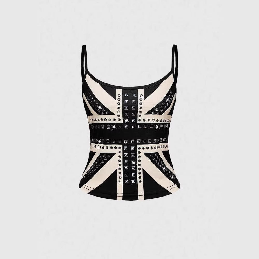 Damen Tanktop mit stilvollem Union Jack Design und Nieten Echo Archiv