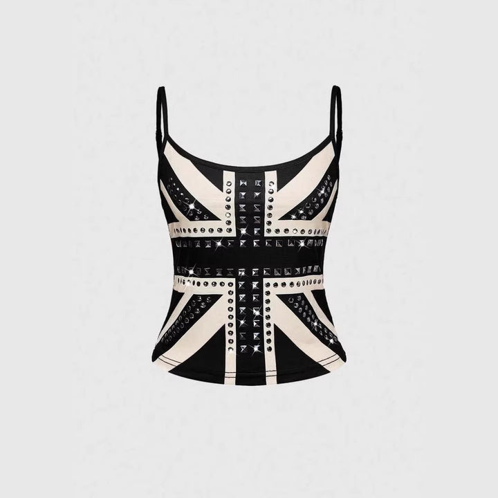 Damen Tanktop mit stilvollem Union Jack Design und Nieten Echo Archiv