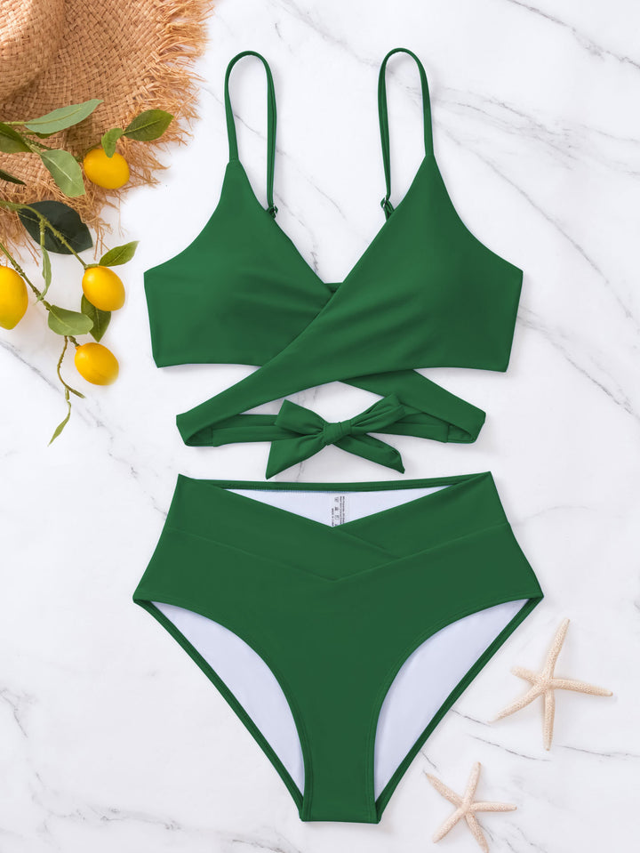 Damen Hochgeschnittenes Bikini-Set mit Wickeloberteil Echo Archiv