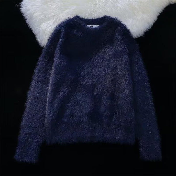Damen Weicher Grobstrickpullover mit Rundhalsausschnitt Echoarchiv