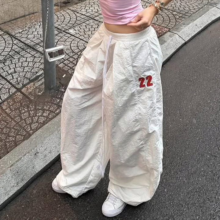Damen Weite Leinenhose mit hohem Elastikbund, Kordelzug und legerem Palazzoschnitt – Avélisse