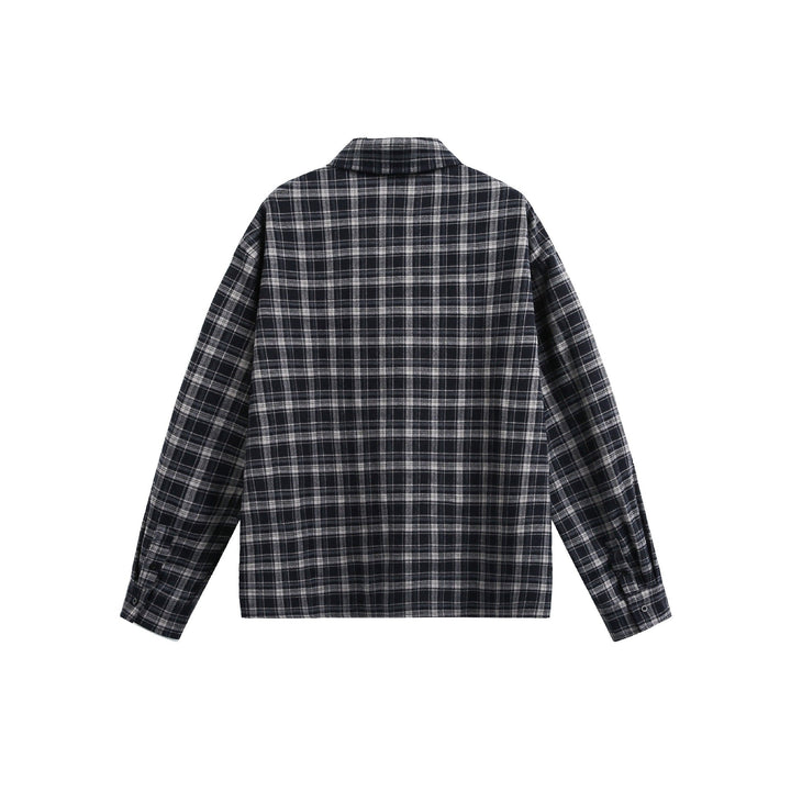 Herren Karierter Flanell-Overshirt-Jacke mit aufgesetzten Brusttaschen Echoarchiv