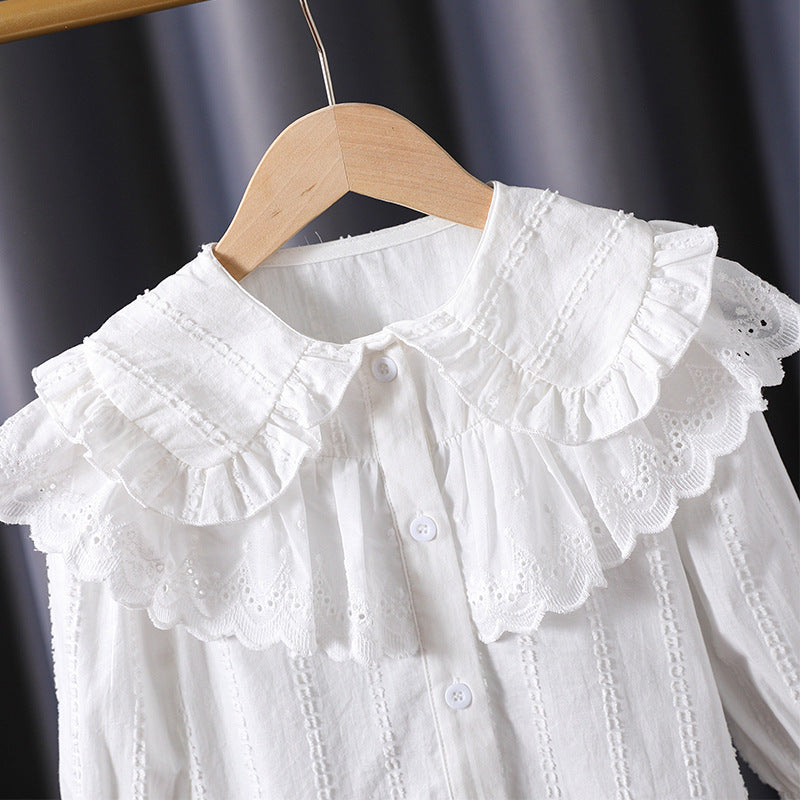 Mädchen Bluse mit Rüschendetails und Broderie Anglaise Echo Archiv