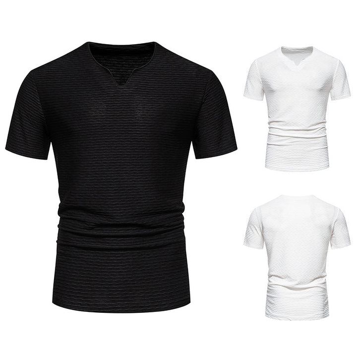 Herren V-Ausschnitt T-Shirt mit strukturiertem Design Echoarchiv