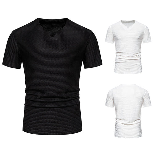 Herren V-Ausschnitt T-Shirt mit strukturiertem Design Echoarchiv