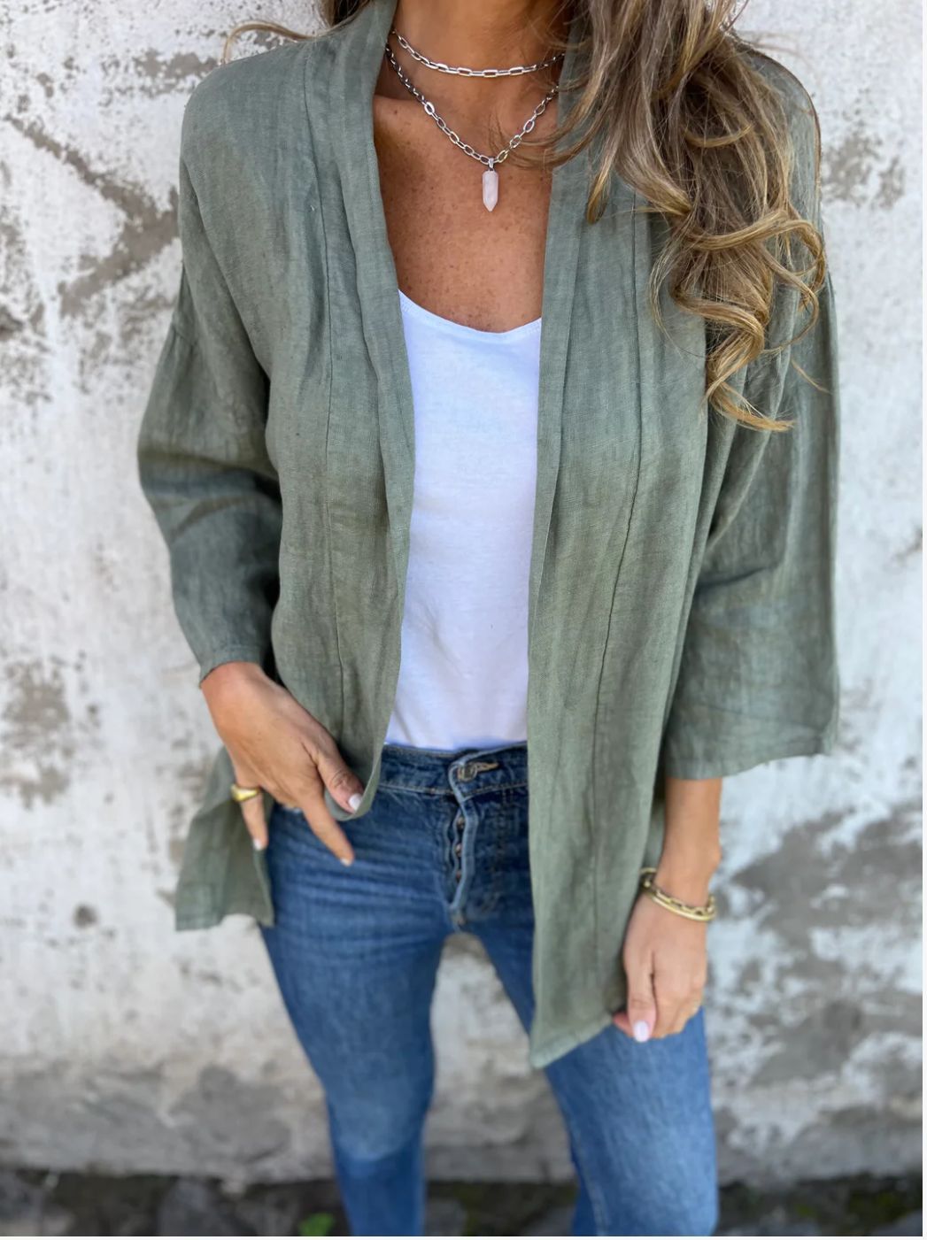 Damen lässige Sommerjacke aus leichtem Leinen Echoarchiv