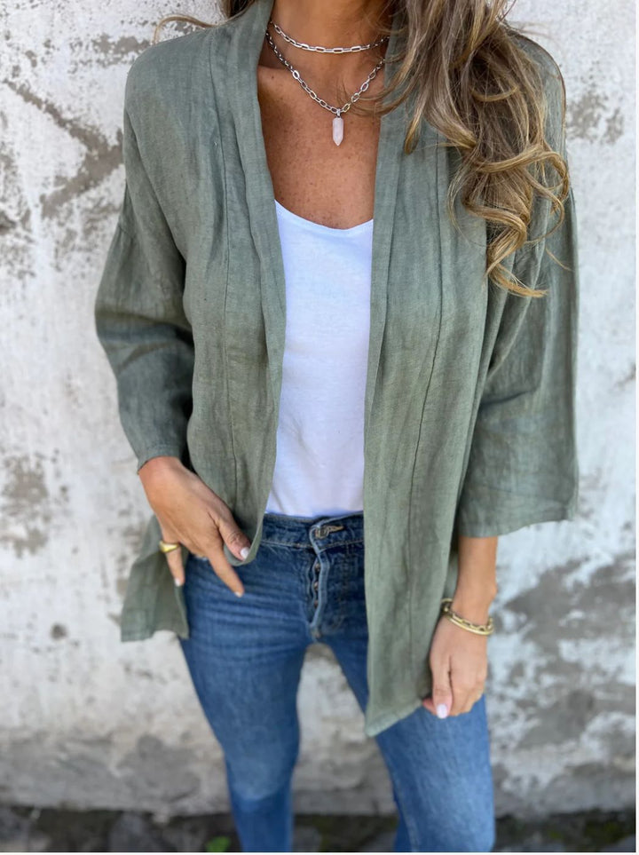 Damen lässige Sommerjacke aus leichtem Leinen Echoarchiv