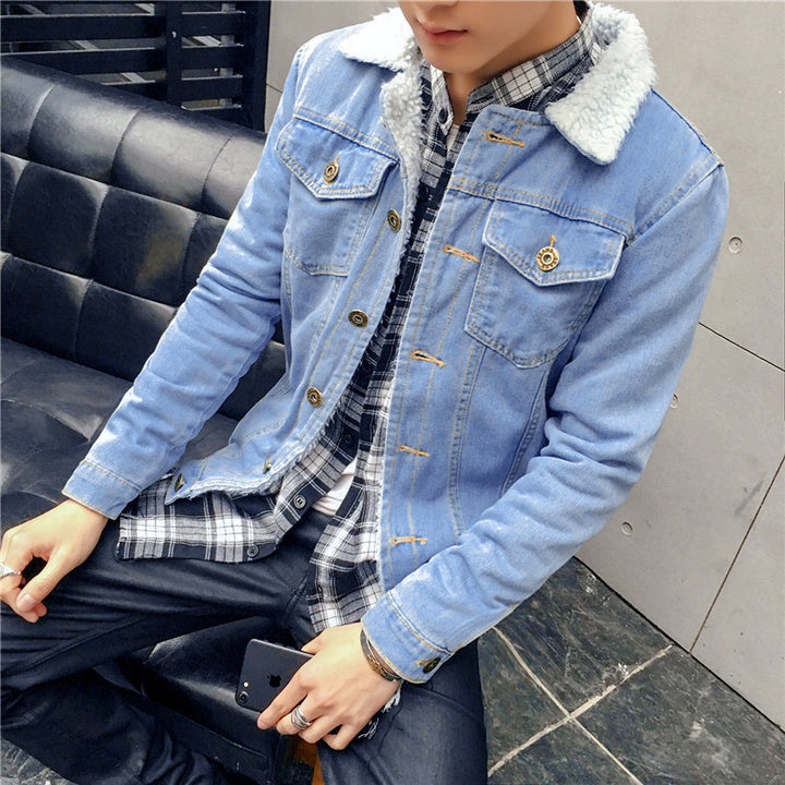 Herren Modische Denimjacke mit Fleece-Futter Echoarchiv