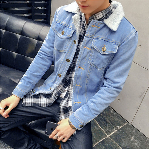 Herren Modische Denimjacke mit Fleece-Futter Echoarchiv