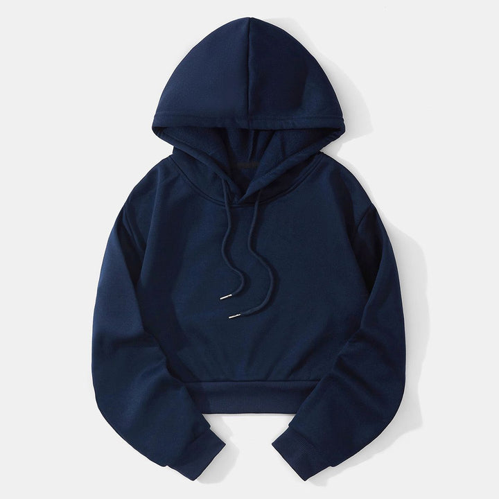 Damen nan cropped Kapuzenpullover mit weichem Fleece‑Innenfutter und elastischem Rippbund Echo Archiv