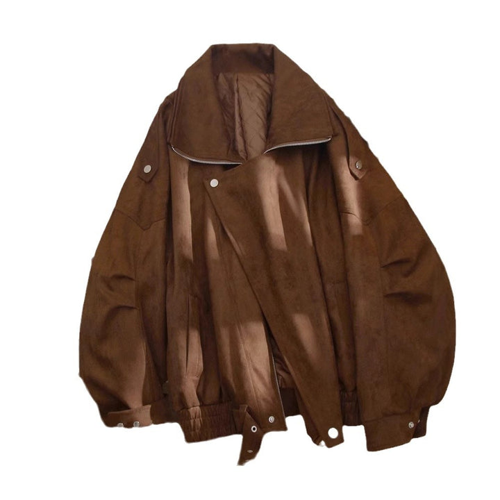 Damen Modische Wildlederjacke mit asymmetrischem Schnitt Echoarchiv