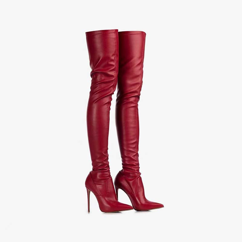 Femme Über-die-Knie Spitzenzehen Stiletto Stiefel Echoarchiv
