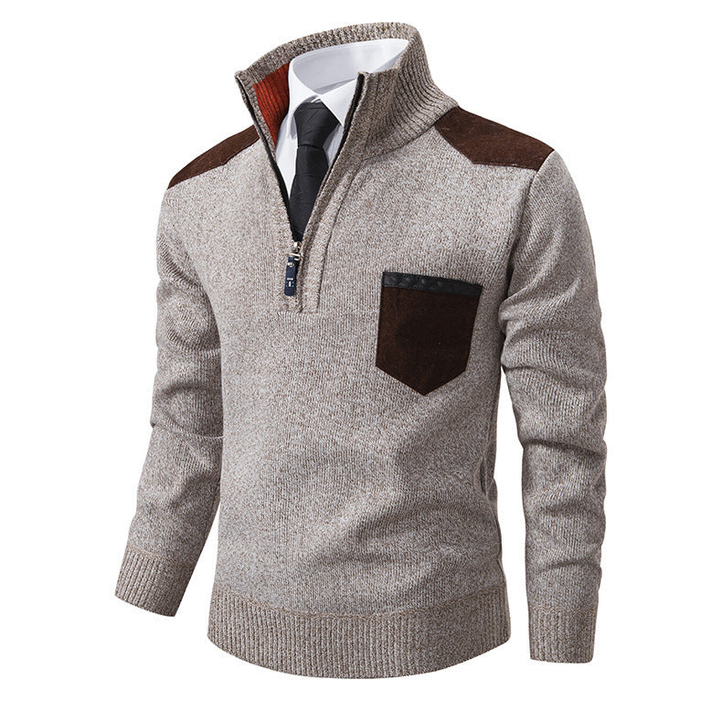 Herren modischer Pullover mit hohem Kragen und Reißverschluss Echoarchiv