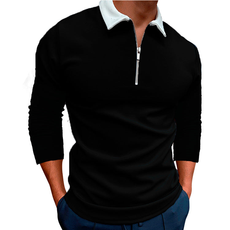 Herren sportlicher Pullover mit 1/4 Reißverschluss und kontrastierendem Kragen Echoarchiv