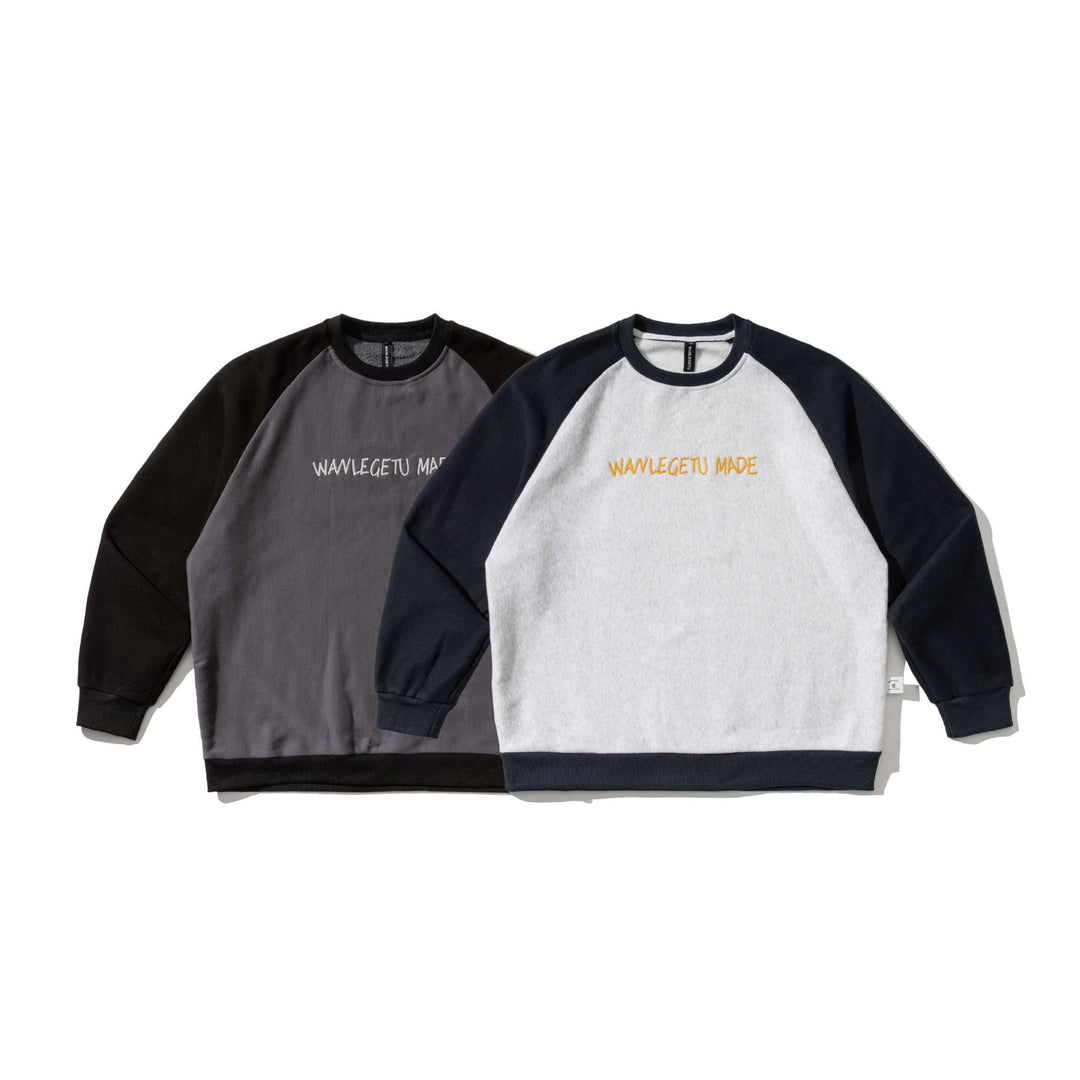 Herren Raglan-Sweatshirt mit gesticktem Logo und Kontrastärmeln aus leichtem Frottee Echoarchiv