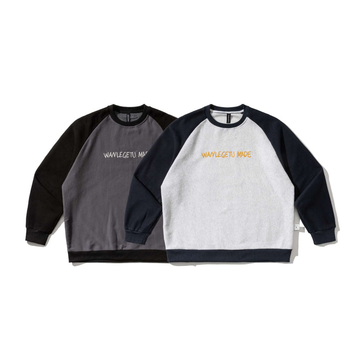 Herren Raglan-Sweatshirt mit gesticktem Logo und Kontrastärmeln aus leichtem Frottee Echoarchiv