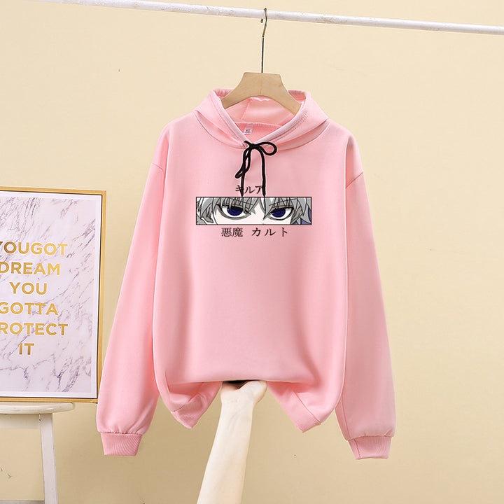 Unisex oversized Kapuzenpullover mit anime Augenprint und weicher Baumwollmischung – Auréline