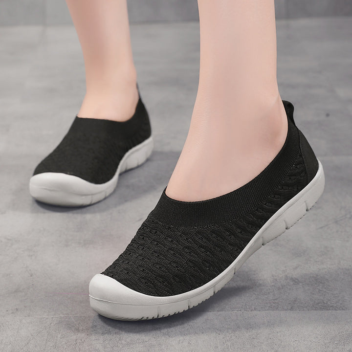 Damen nan atmungsaktiver Strick-Ballerina-Slipper mit verstärkter Zehenkappe elastischem Einstieg und flexibler Profilsohle Echo Archiv
