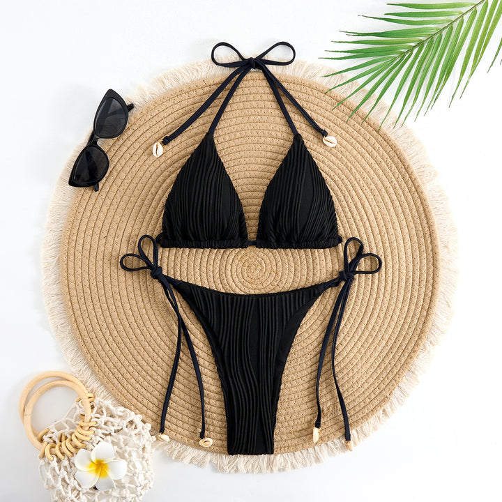 Damen Triangel-Bikini-Set mit verstellbaren Schnürdetails und gekräuseltem Design Echo Archiv