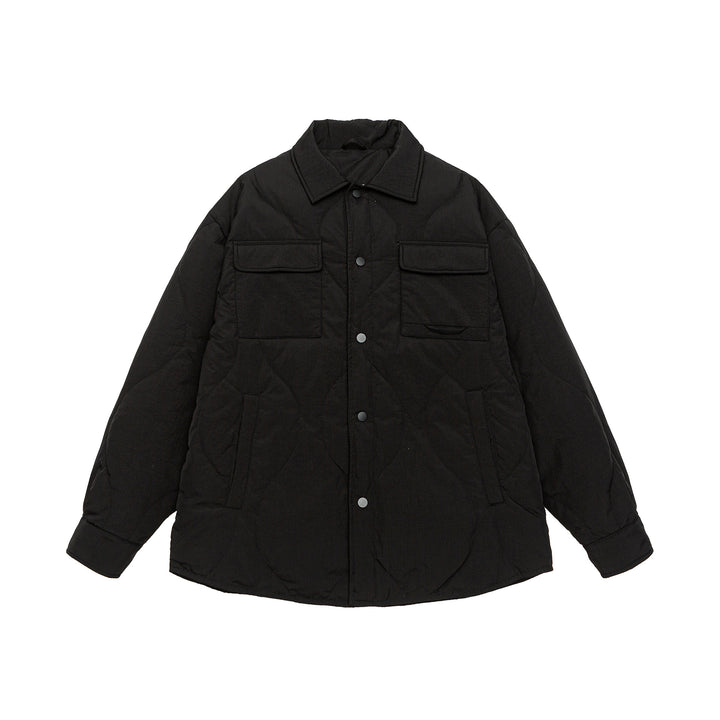 Herren Gesteppte Oversize-Hemdjacke mit Steppung, Druckknöpfen und Brusttaschen Echoarchiv