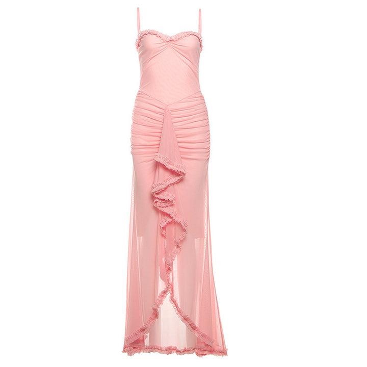 Damen Elegantes Maxikleid mit voluminösen Rüschen und figurformendem Schnitt Echo Archiv