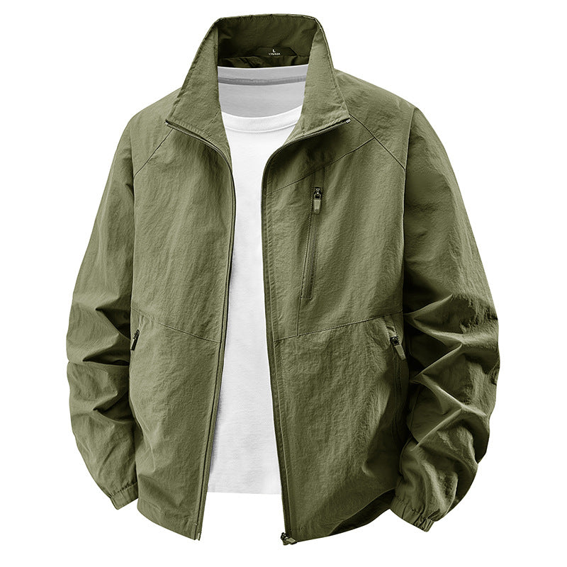 Herren  leichte Ripstop Reißverschluss-Front Stehkragen Reise Utility Jacke Echo Archiv