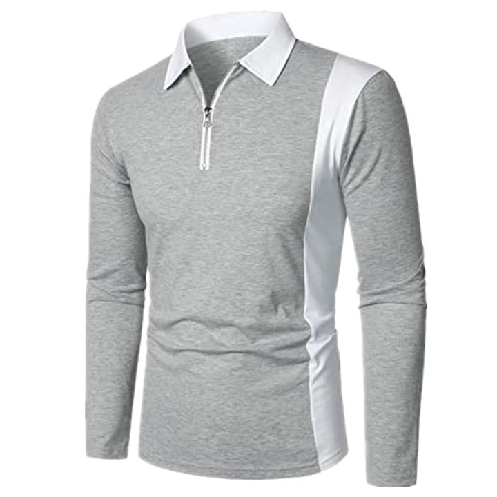 Herren Langarm Polohemd mit sportlichem Zip-Design und modernen Farbdetails Echoarchiv