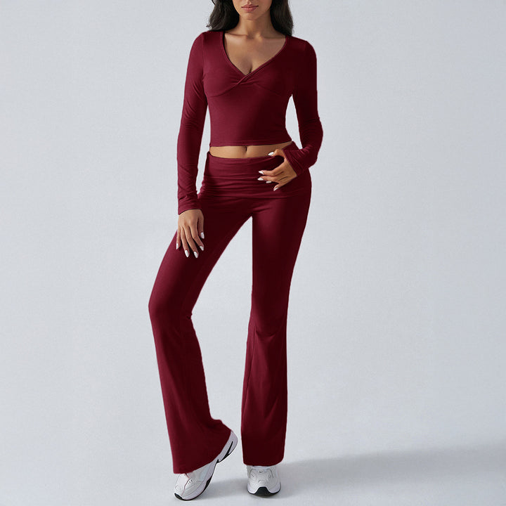 Damen nan figurbetonte Yoga-Set mit hoher Taille und V-Ausschnitt Echo Archiv