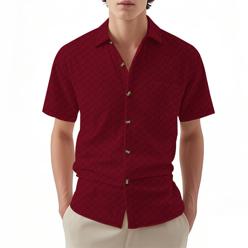 Herren Kurzarm-Hemd mit strukturiertem Design und eleganten Knopfdetails Echoarchiv