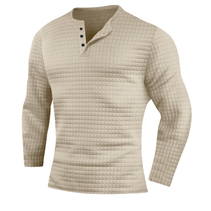 Herren langärmliges Henley-Shirt mit strukturiertem Design Echoarchiv