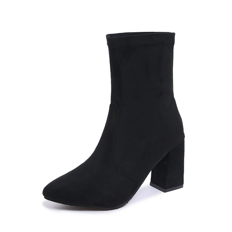 Damen nan knöchelhohe Stretch-Stiefelette mit spitzer Vorderkappe und komfortablem Blockabsatz Echo Archiv