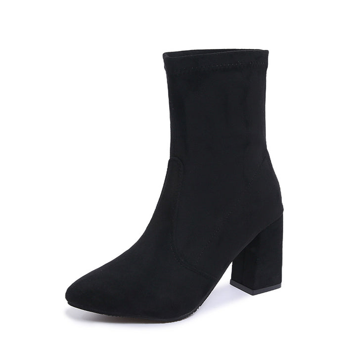 Damen nan knöchelhohe Stretch-Stiefelette mit spitzer Vorderkappe und komfortablem Blockabsatz Echo Archiv