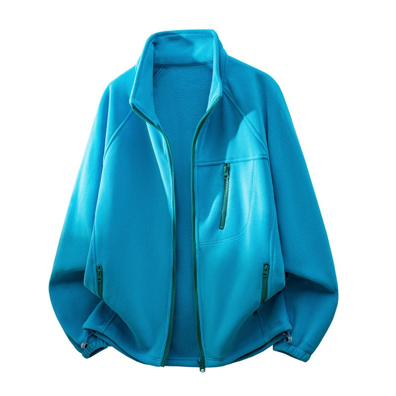 Unisex funktionale Mikrofleece Leistungsjacke mit Stehkragen, Brustreißverschluss und ergonomischen Raglanärmeln – Taviero