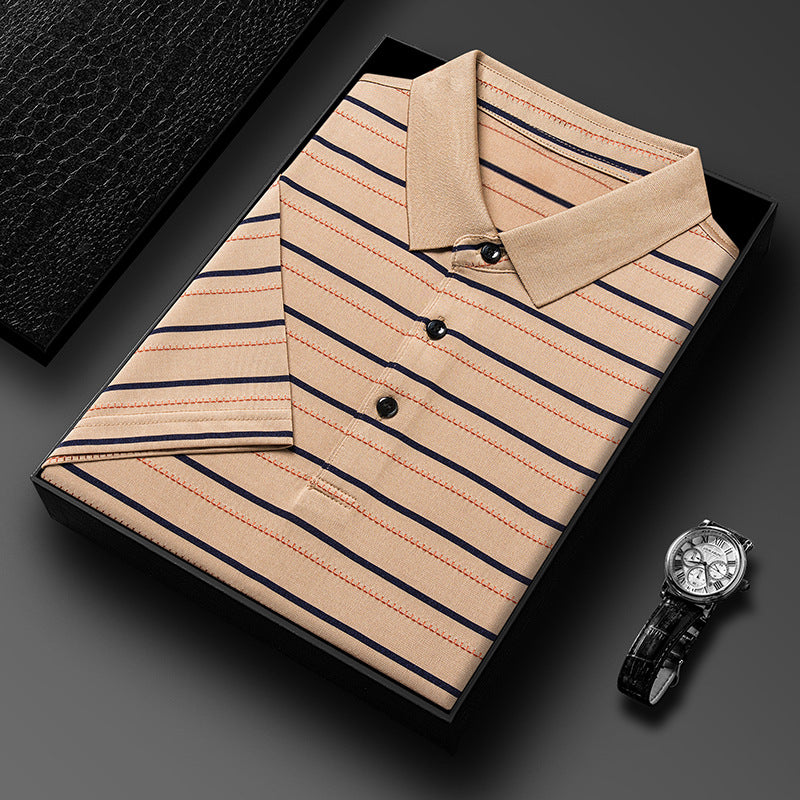 Herren Polohemd mit feiner Streifenstruktur und klassischem Kragen Echoarchiv