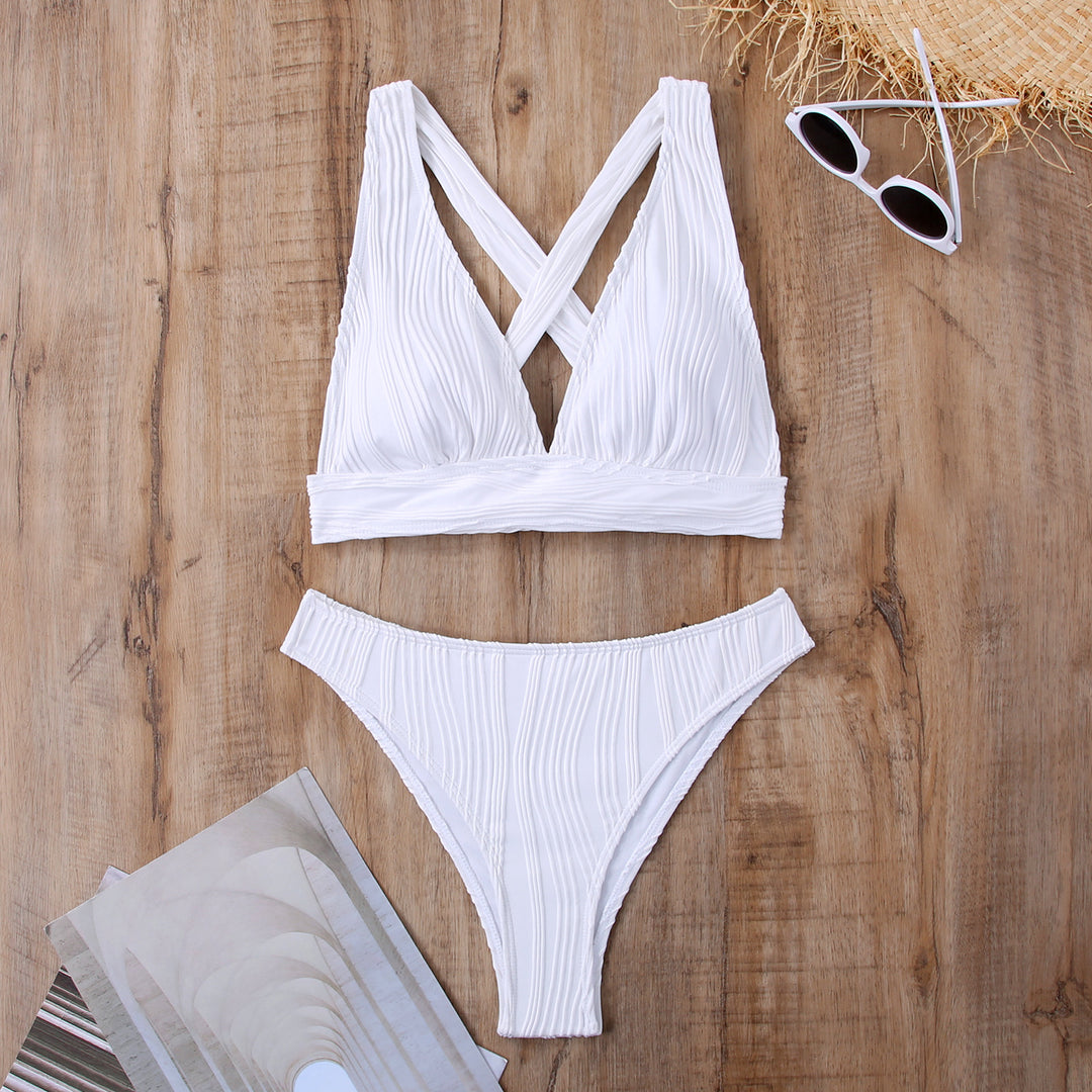 Damen Gestreifter Bikini mit raffiniertem Kreuz-Design Echo Archiv
