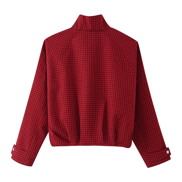 Damen Kurzblouson im Boxy‑Cut mit Stehkragen, Karo‑Print und Reißverschluss Echo Archiv