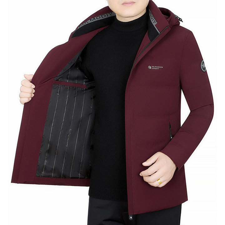 Herren Wattierter City-Mantel mit Kapuze, nahtlosem Minimaldesign und winddichter Performance-Außenhaut – Montevé