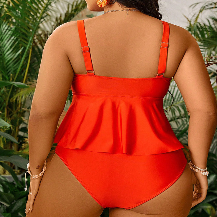 Damen tankini mit fließendem Volant und modischem Kontrast Echo Archiv