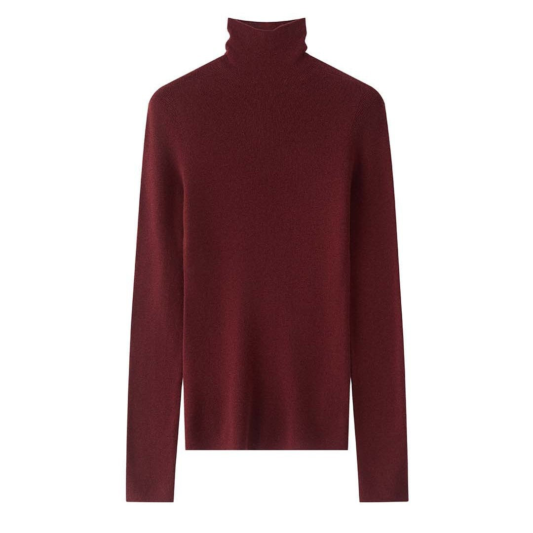 Damen Schmal geschnittener Rollkragenpullover aus Merino‑Mix Feinstrick Echoarchiv