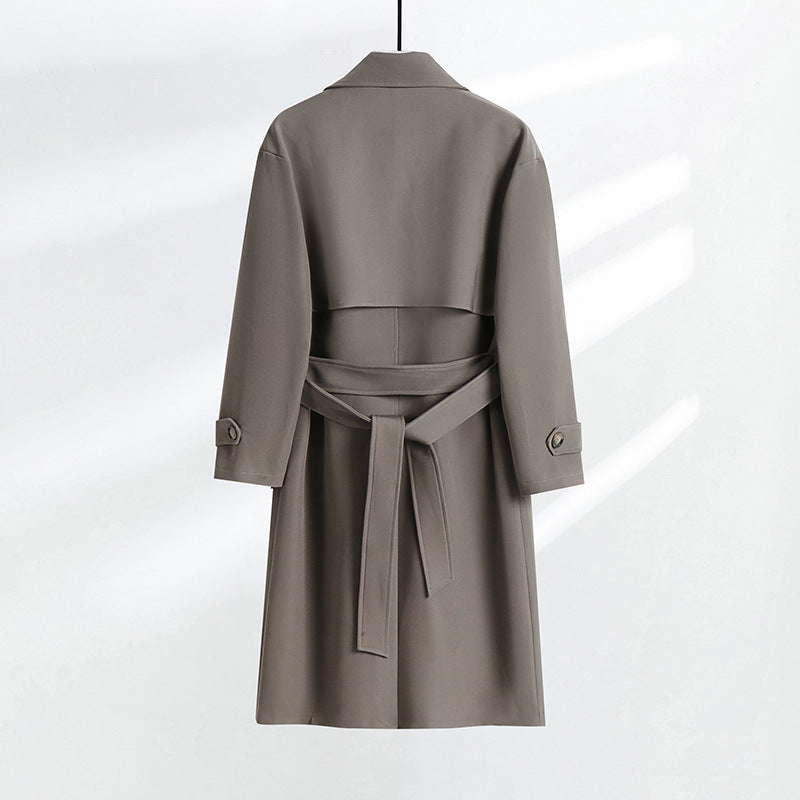Damen taillierter Doppelreiher-Trenchcoat mit Bindegürtel und Schalkragen Echoarchiv