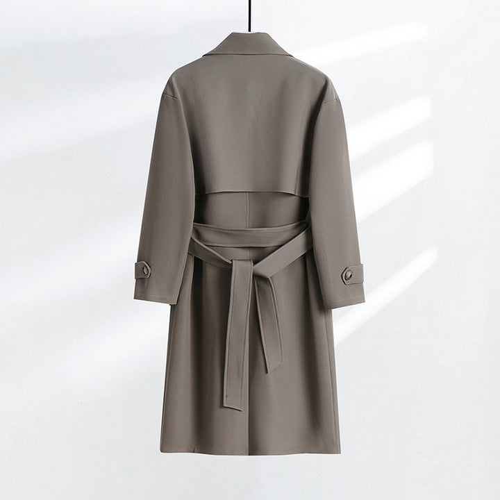 Damen taillierter Doppelreiher-Trenchcoat mit Bindegürtel und Schalkragen Echoarchiv