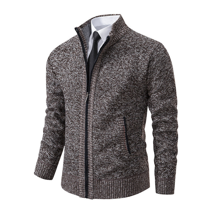 Herren Strickjacke mit hohem Kragen und elegantem Reißverschluss Echoarchiv