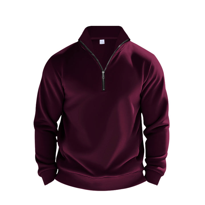 Herren Fleece-Pullover mit halbem Reißverschluss und elastischen Bündchen Echoarchiv