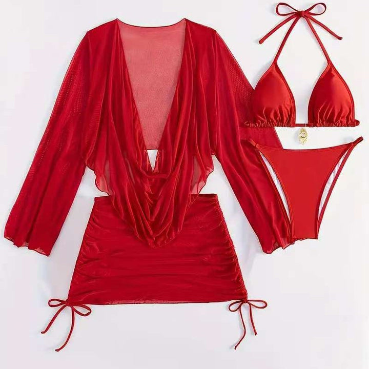 Damen Bikini-Set mit raffinierter Wickelbluse und halbtransparentem Rock Echo Archiv
