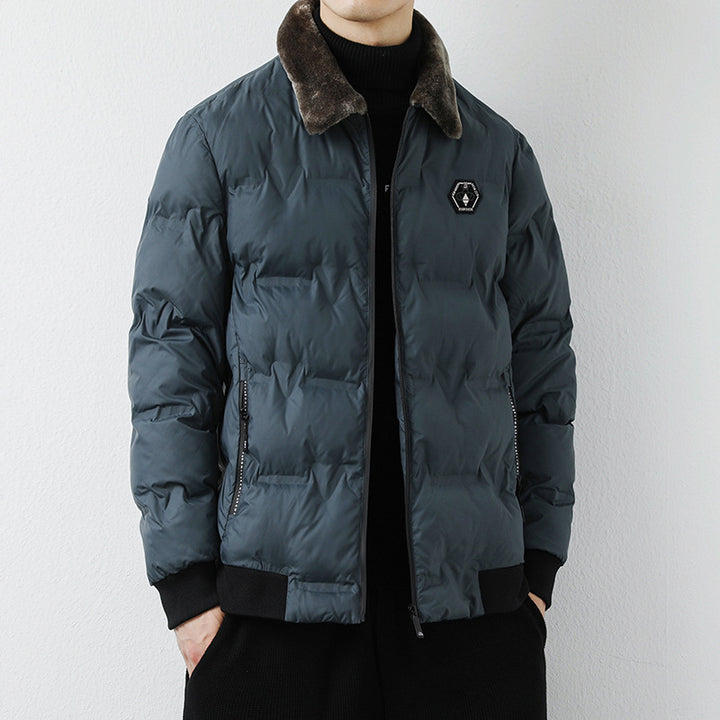 Herren Modische Steppjacke mit Kunstfellkragen Echo Archiv
