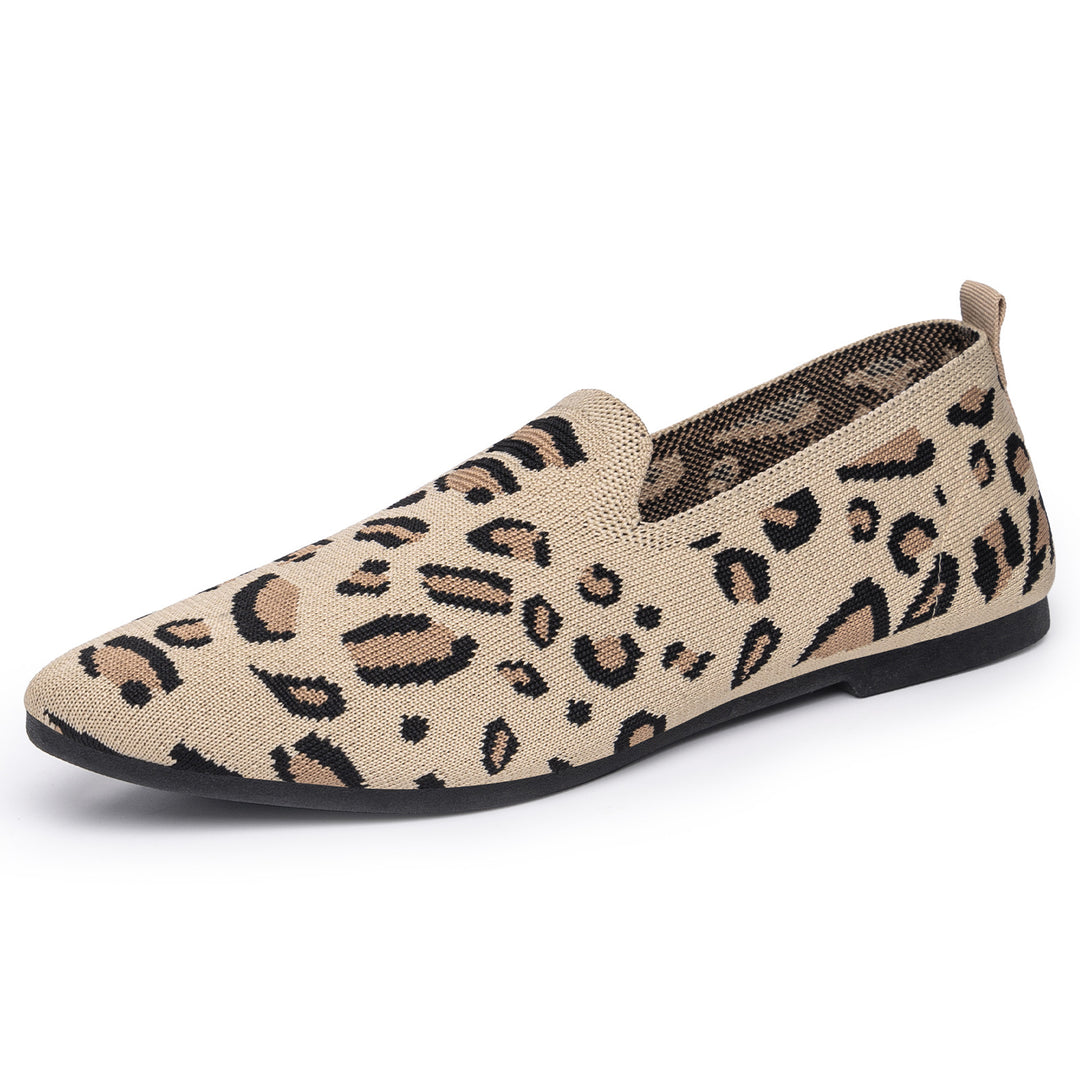 Damen nan gestrickter Slip-On Loafer mit Leo-Jacquard, gepolstertem Komfortfußbett und rutschfester EVA-Sohle Echo Archiv
