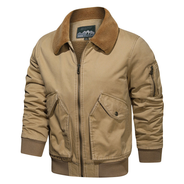 Herren Vintage Canvas Bomberjacke mit Sherpa-Kragen und verstärkten Klappentaschen Echo Archiv