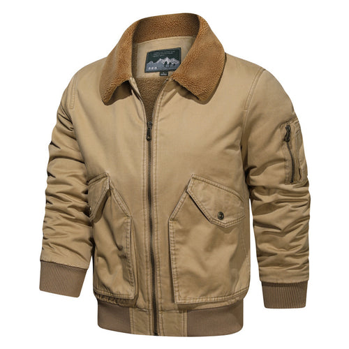 Herren Vintage Canvas Bomberjacke mit Sherpa-Kragen und verstärkten Klappentaschen Echo Archiv