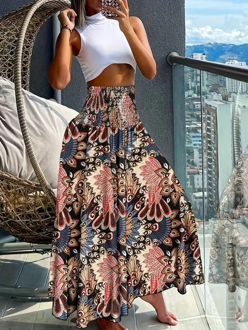 Damen Maxirock mit hohem Smokbund und floraler Paisley‑Optik Echo Archiv
